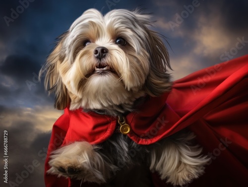 adorable superhero dog ready for heroic feats.  © LeitnerR