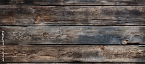 A barn wood plank with an antique, weathered look, featuring prominent knots and textured roughness