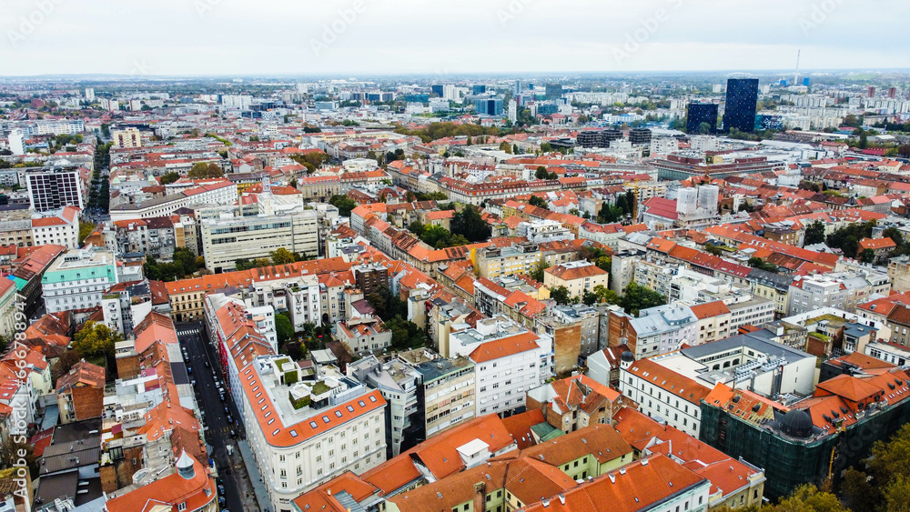 Zagreb, old city, aerial view, Croatia