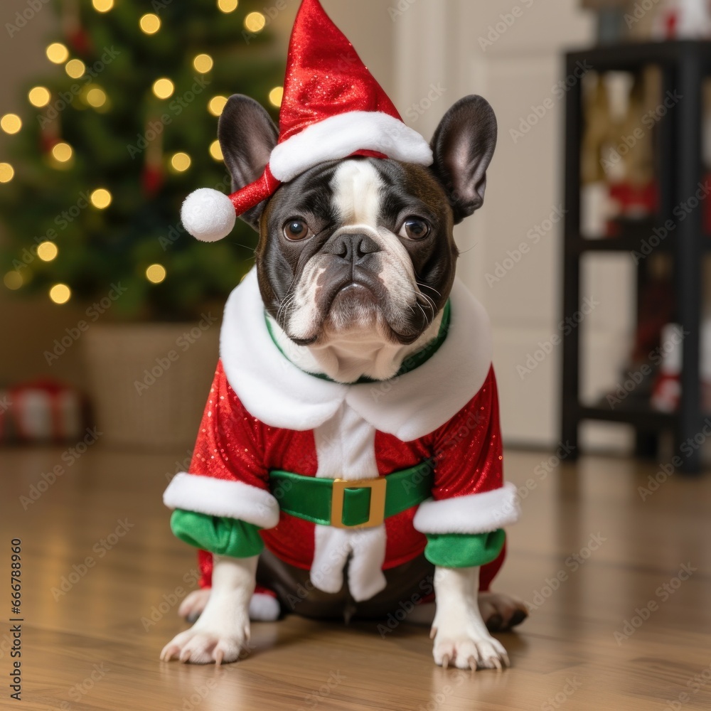 french bulldog dressed as santa claus. MERRY CHRISTMAS!!! french bulldog dressed as santa claus. MERRY CHRISTMAS!!!