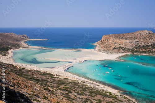 Balos lagoon beach. Beautiful coastal landscape in Crete, Mediterranean Sea great for summer holidays