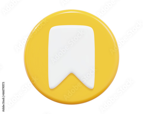 3d yellow bookmark  icon symbol on isolated background. Saved post button. Stock vector illustration.
