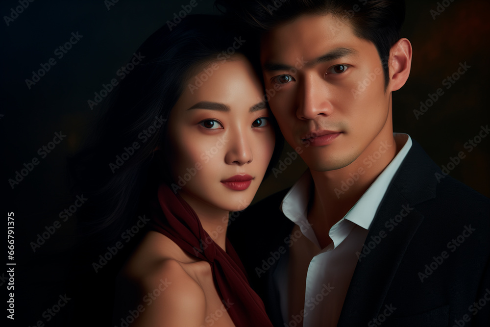 asian couple posing