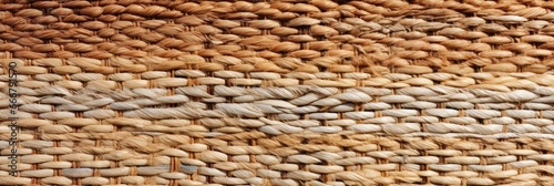 The background showcases a textured material that resembles woven straw or a basket, displaying natural tones