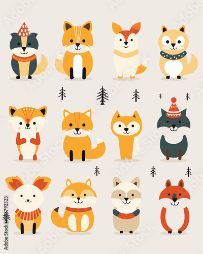 A set of fun, super cute animal illustrations for kids