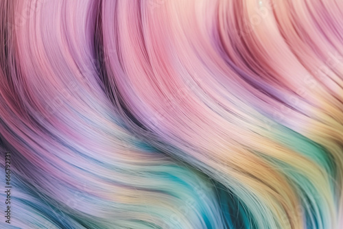 Woman long hair pastel colors background, illustration. Generative AI