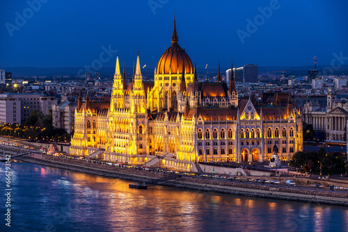 Hungarian Parliament Building in Budapest, Hungary, at the night