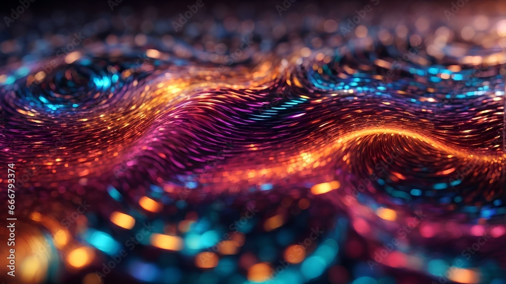 Abstract illustration of shiny and colorful liquid waves in a random design Abstract illustration of shiny and colorful liquid waves in a random design
