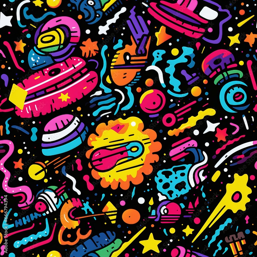 Obraz premium Interstellar Graffiti Pattern