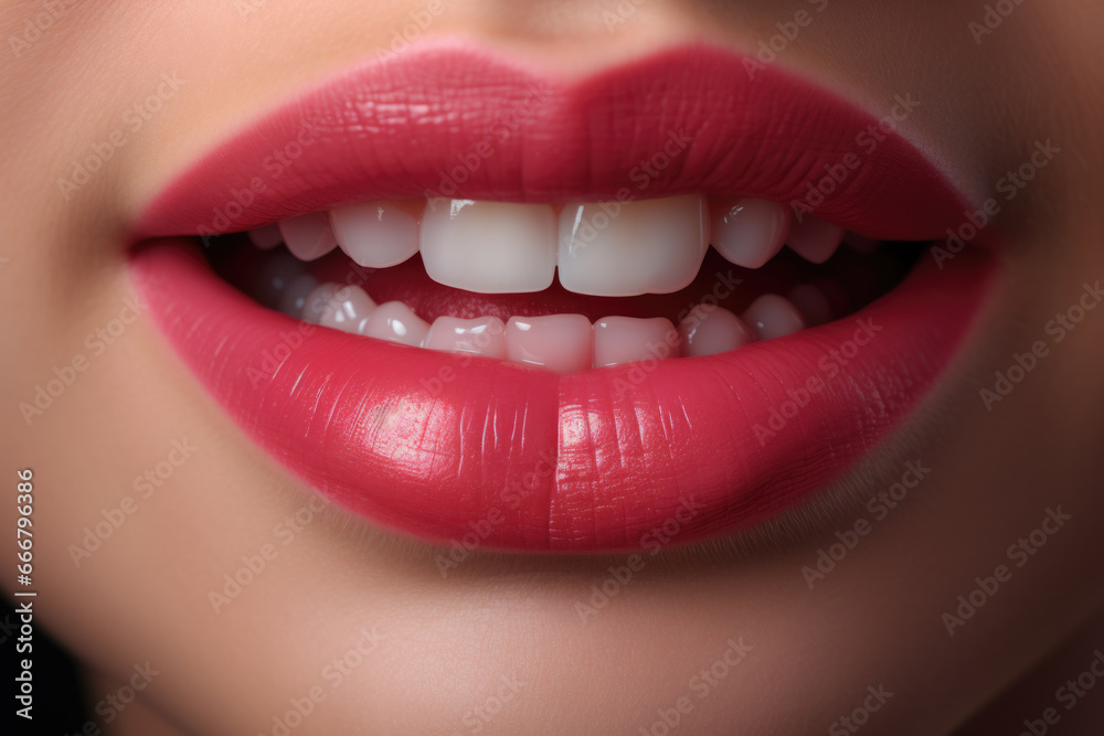 Obraz premium Red Lips Closeup, Detailed.