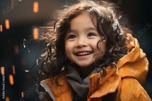 Asian Japanese, Chinese, Korean, Thai, Indonesian child smile loohing at the camera cute pretty beautiful happy baby, toddler, student, preschooler.