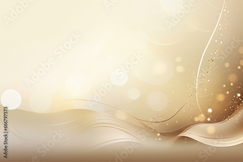 Elegant cream background with gold lines and curved light decorations, adorned with bokeh. Generative AI