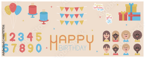 Happy birthday, Baloons, Globos, Cake, Torta, Stickers, Pegatinas, Gift, Regalo, Baloons number, Globos de número