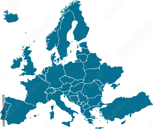 vector map of europe light blue color