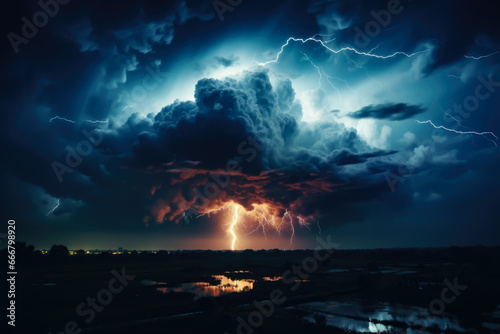 thunderstorm , xtreme weather caused by climate change. different types of weather © VicenSanh