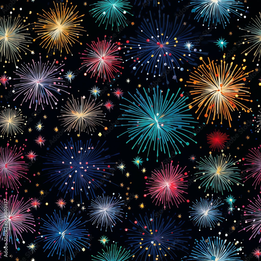 Fototapeta premium Midnight Fireworks Spectacle Pattern