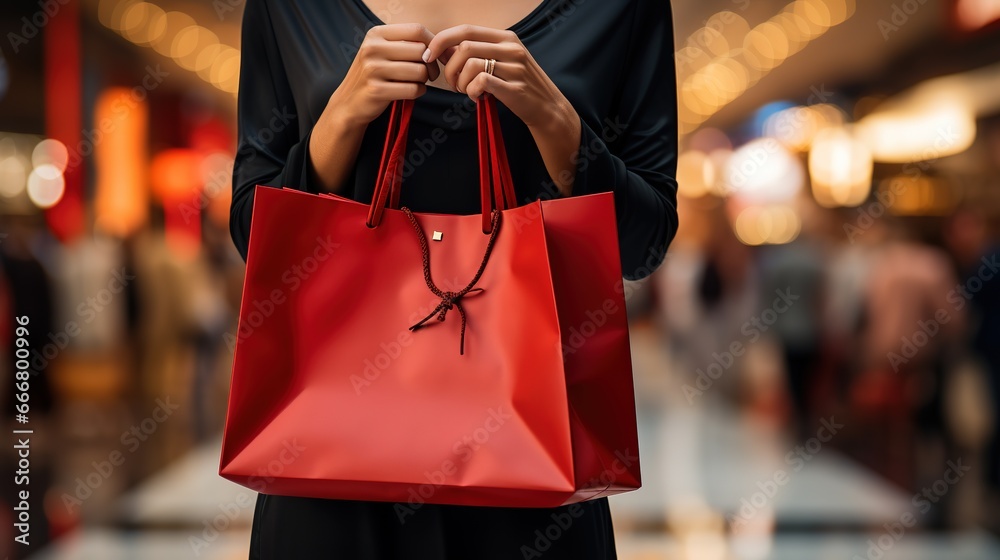 Woman with shopping bag, sales, discount and best deals