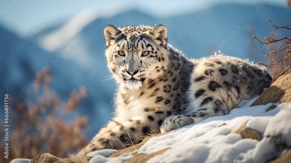 Obraz premium Animal photography. Snow Tiger in nature.