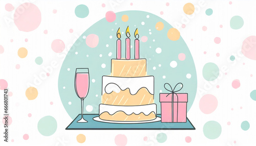 Celebration or birthday cake illustration. Generative AI