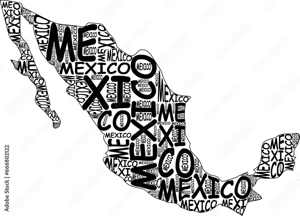 Obraz premium typographic vector map of Mexico