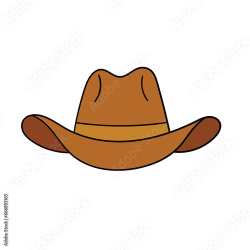 A hand-drawn cartoon cowboy hat on a white background.