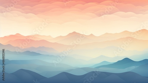 Minimalist abstract landscape illustration of silhouette of mountains