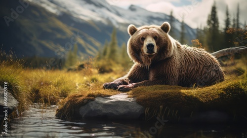 Animal photography. Big Bear in nature.