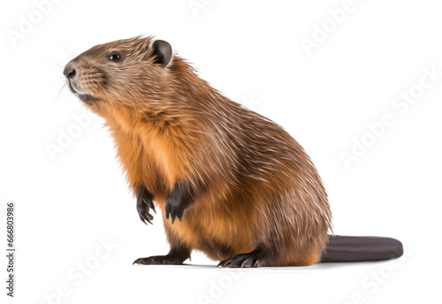 Beaver side view on isolated background