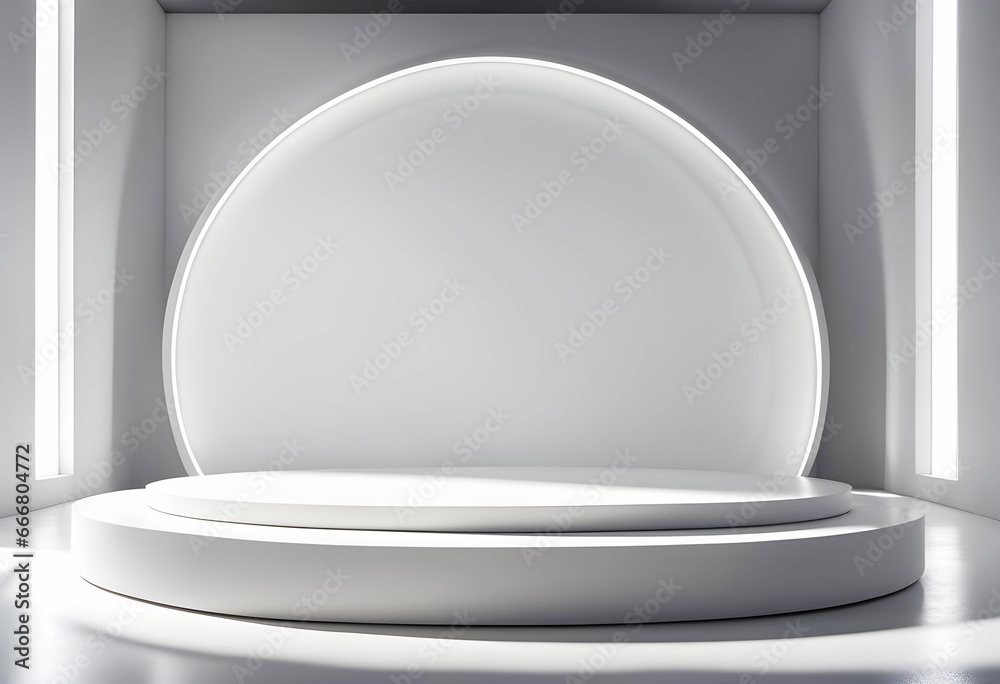 Podium in abstract room composition for product presentation on interior wall background Podium in abstract room composition for product presentation on interior wall background