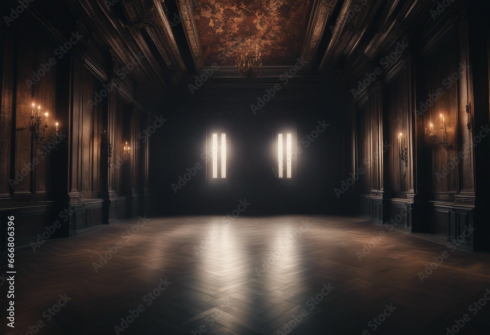 Abstract renaissance empty big hall dark gothic light and smoke room Abstract renaissance empty big hall dark gothic light and smoke room
