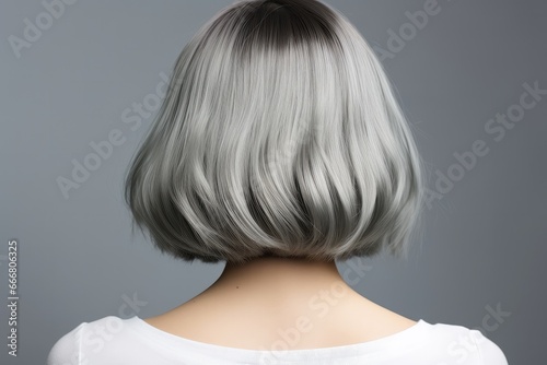 Haircuts for women with dark ash color hair, small perm, bob cut and short hairs, For women barber shops, Hair treatment therapy concept.