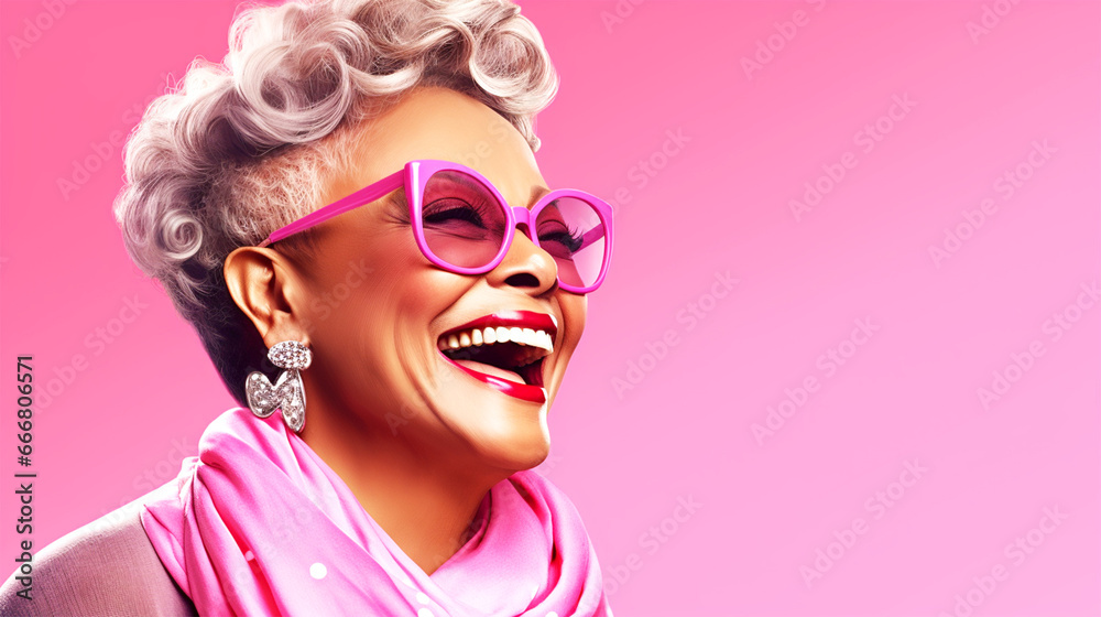 christmas portrait illustration of a happy black senior woman