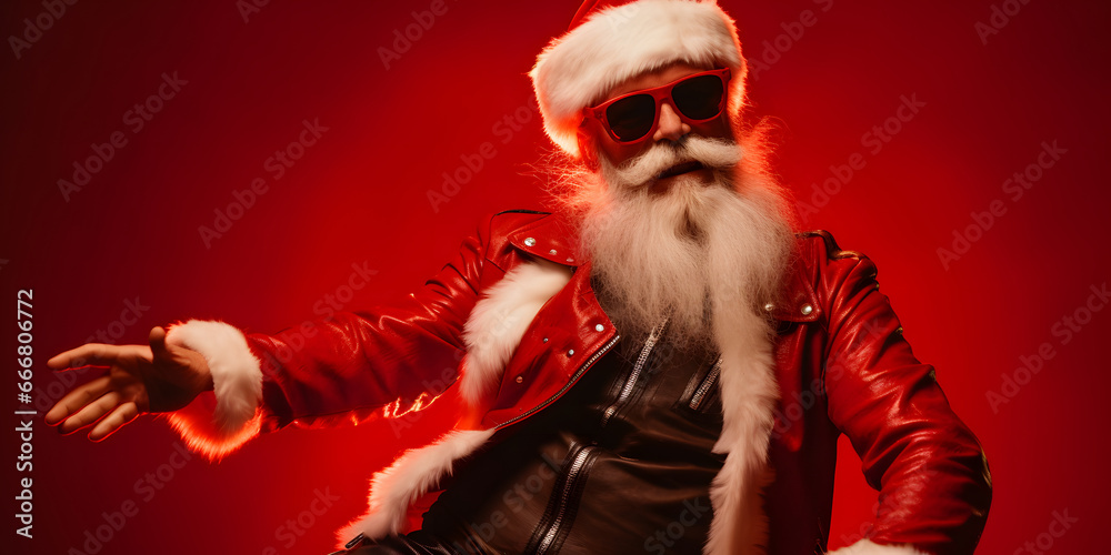 santa claus dancing on red background santa claus dancing on red background