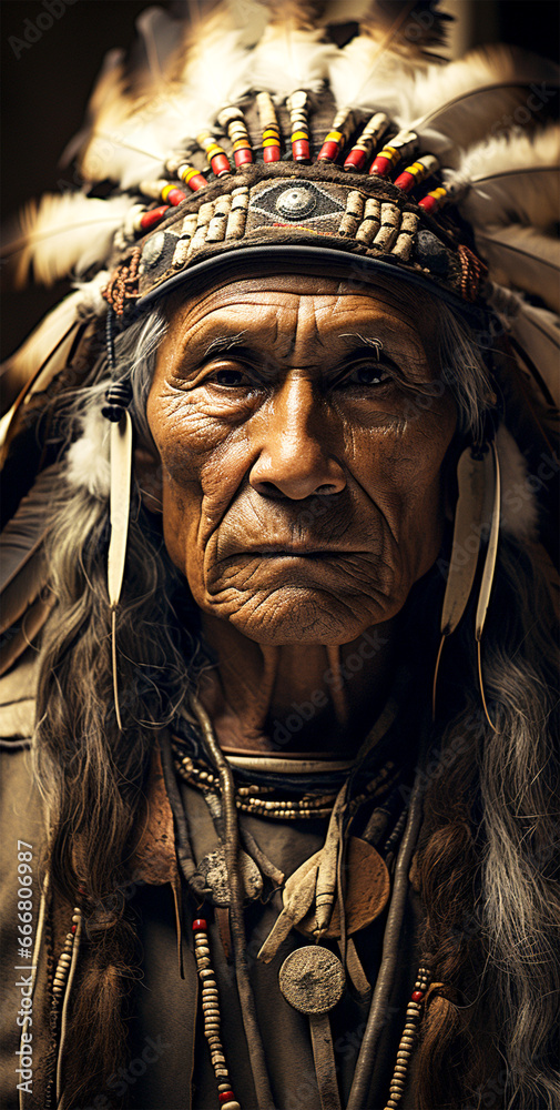 portrait of an old Native American man