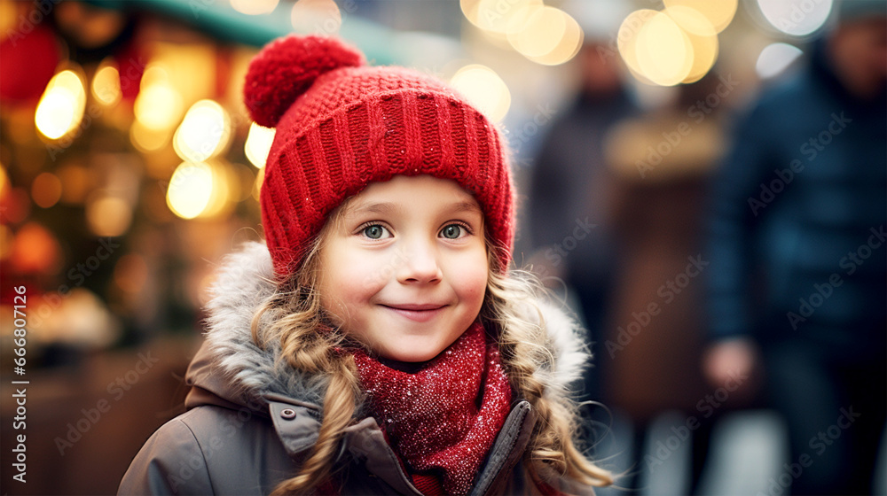 cute little girl at Christmas market cute little girl at Christmas market