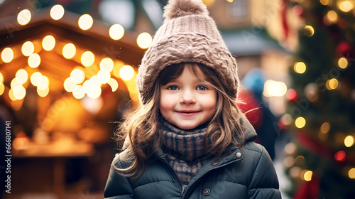 cute little girl at Christmas market