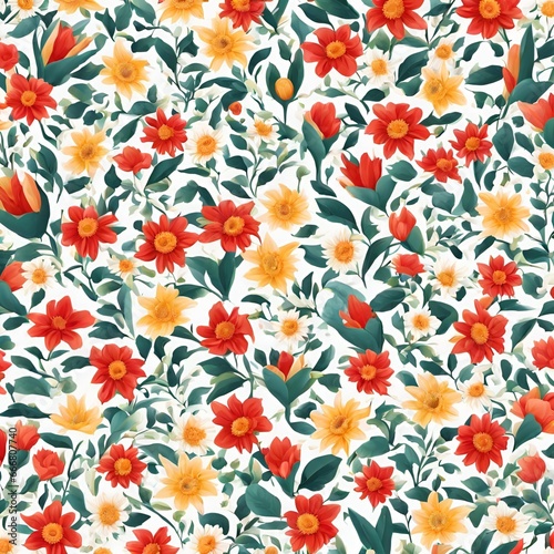 colorful realistic flowers seamless patterns design perfect for use digital print or backgrounds
