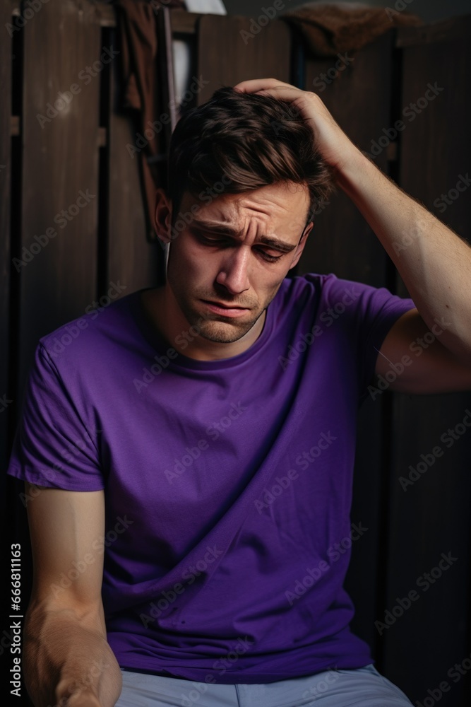 the man has a headache. stress. Fatigue, problems. The man is sick. Strong pain. hypertension. disorder the man has a headache. stress. Fatigue, problems. The man is sick. Strong pain. hypertension. disorder