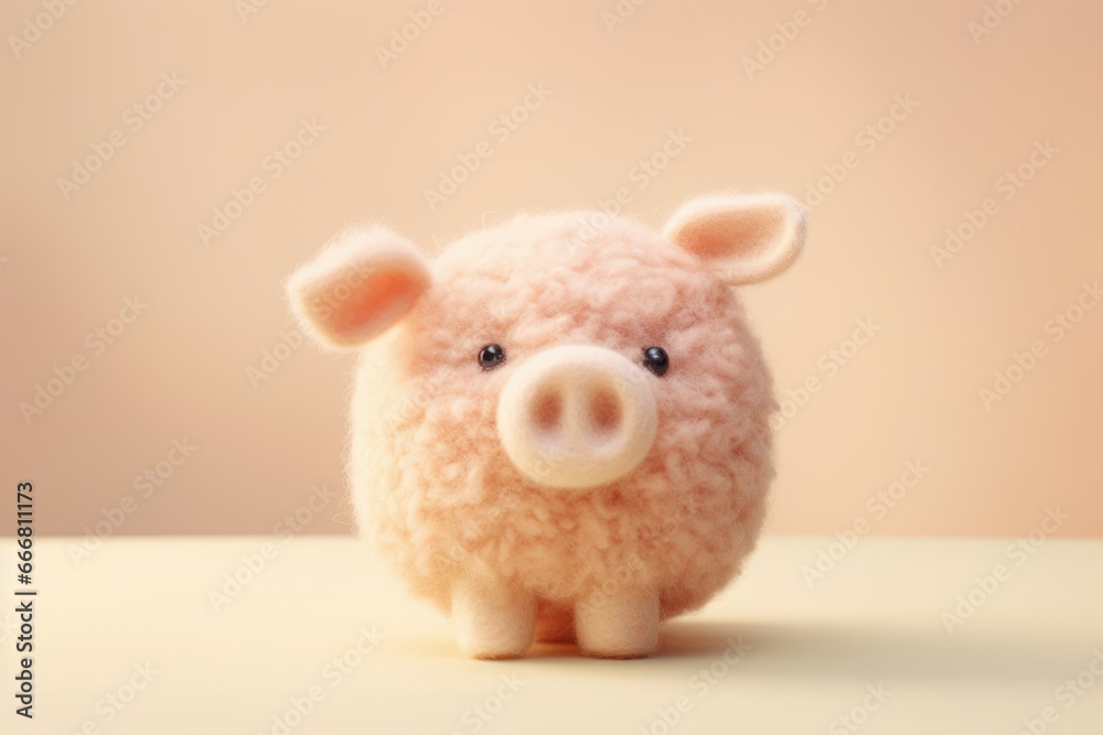 cute pig character made of felt. banner Chinese New Year symbol of the year of the pig. knitted animal cute pig character made of felt. banner Chinese New Year symbol of the year of the pig. knitted animal