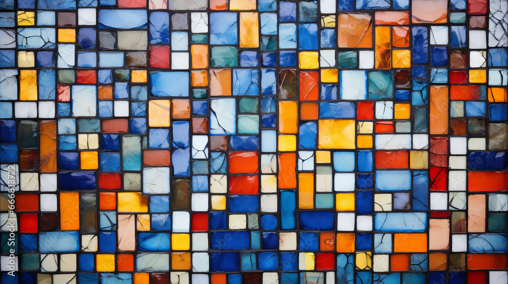 Fototapeta premium A vibrant and colorful glass tile wall