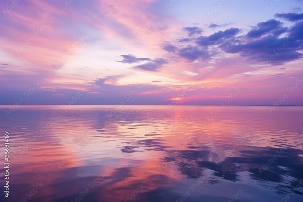 Stunning pink-purple sunrise on the sea