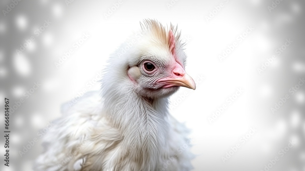 Portrait white chicken isolated background. AI generated image