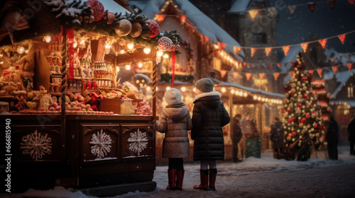 Two children at christmas markets