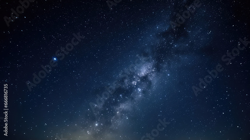 Beautiful starry night sky. Evening panorama in blue tones