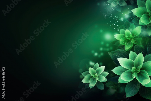 dark texture of green and black colors. flowers in the meadow with background blur and bokeh. place for text