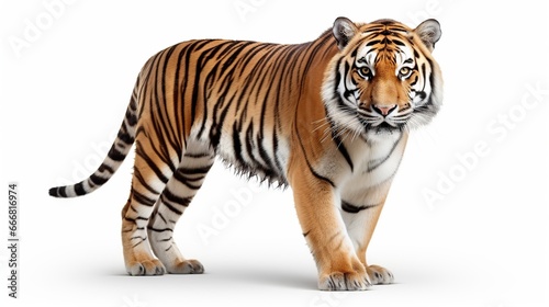 Portrait wild tiger in white background. AI generated image © prastiwi