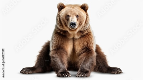 Big male brown bear animal on white background. AI generated image © prastiwi