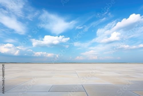 Nice Blue Sky with Cement Floor Horizon