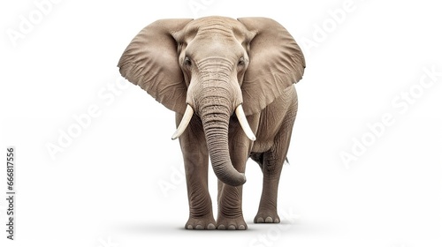 Big elephant on white background. AI generated image