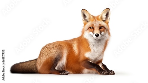 Red Fox wild animal on white background. AI generated image